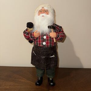 Santa Figure With Toy Soldier Hammer Screws +  Apron Gift 16”